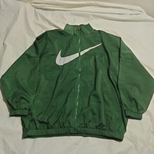 Nike Women Sportswear Essential Woven Jacket  Swoosh Size L GREEN DX5864-323